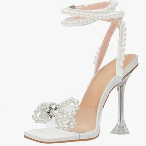Elegant White Pearl-Embellished Women's Heels